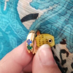 Elegant Gold Ring with Blue and Green Stones